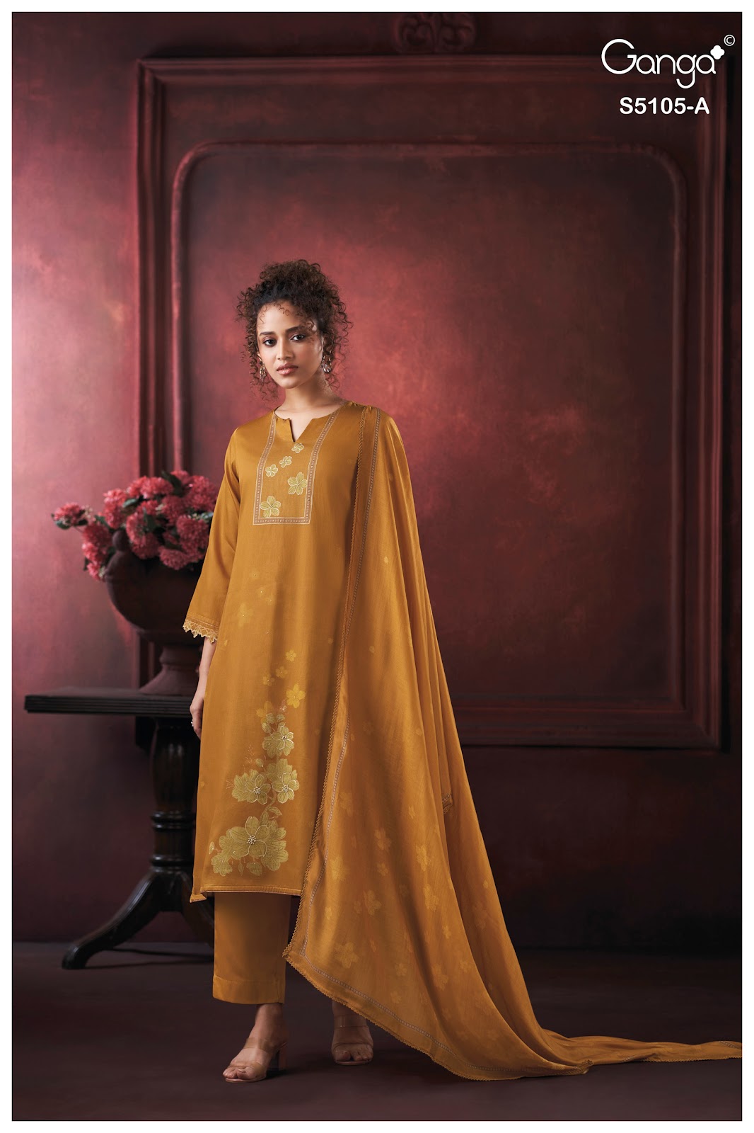 Julisse S5015 Ganga Cotton Satin Pant Style Suits Exporter India