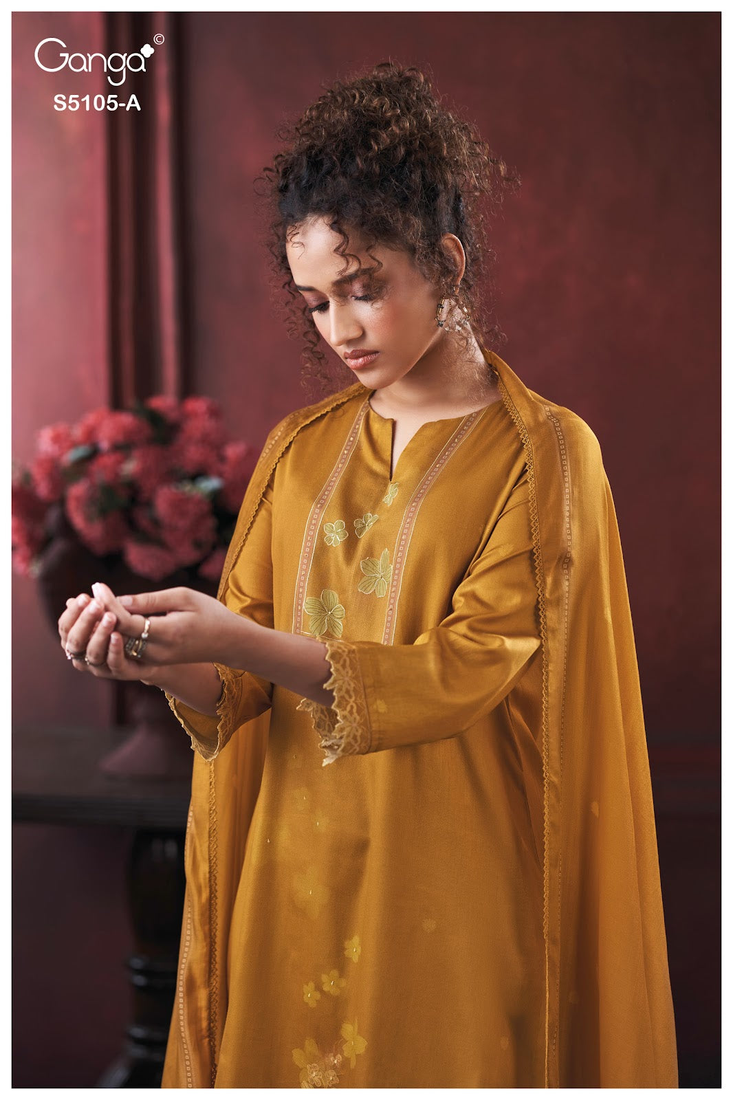 Julisse S5015 Ganga Cotton Satin Pant Style Suits Exporter India