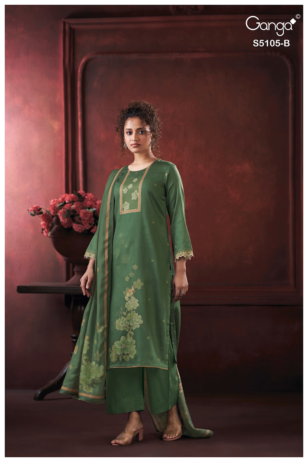Julisse S5015 Ganga Cotton Satin Pant Style Suits Exporter India