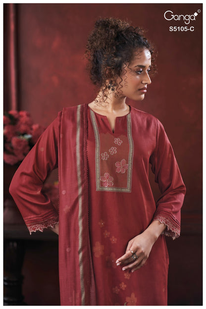Julisse S5015 Ganga Cotton Satin Pant Style Suits Exporter India