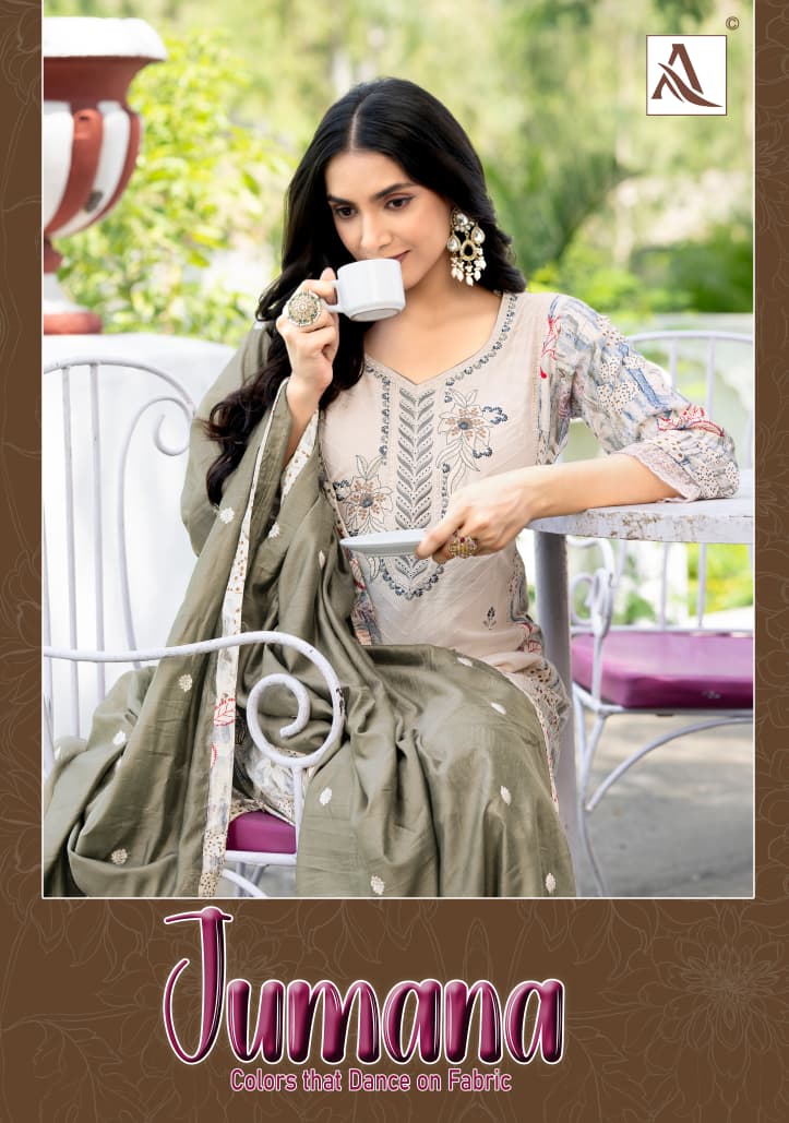 Jumana Alok Viscose Reyon Karachi Salwar Suits Wholesaler India