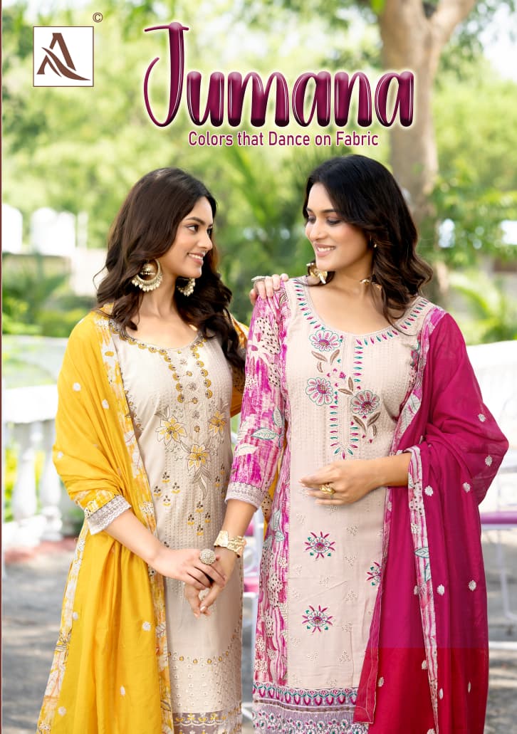 Jumana Alok Viscose Reyon Karachi Salwar Suits Wholesaler India