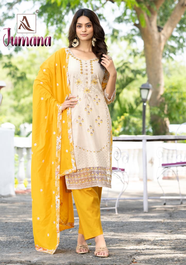 Jumana Alok Viscose Reyon Karachi Salwar Suits Wholesaler India