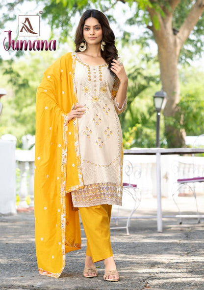 Jumana Alok Viscose Reyon Karachi Salwar Suits Wholesaler India