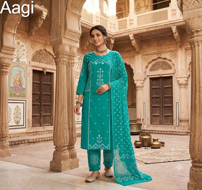 Jumbo Alert Aagi Dhabu Cotton Readymade Pant Style Suits Wholesale Price
