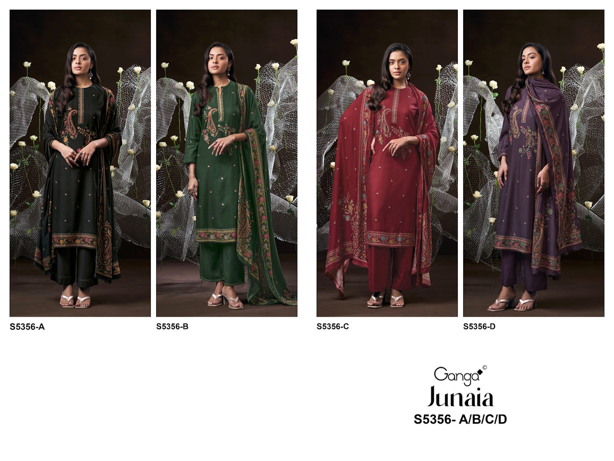 Junaia S5356 Ganga Wool Pashmina Suits Wholesaler Gujarat