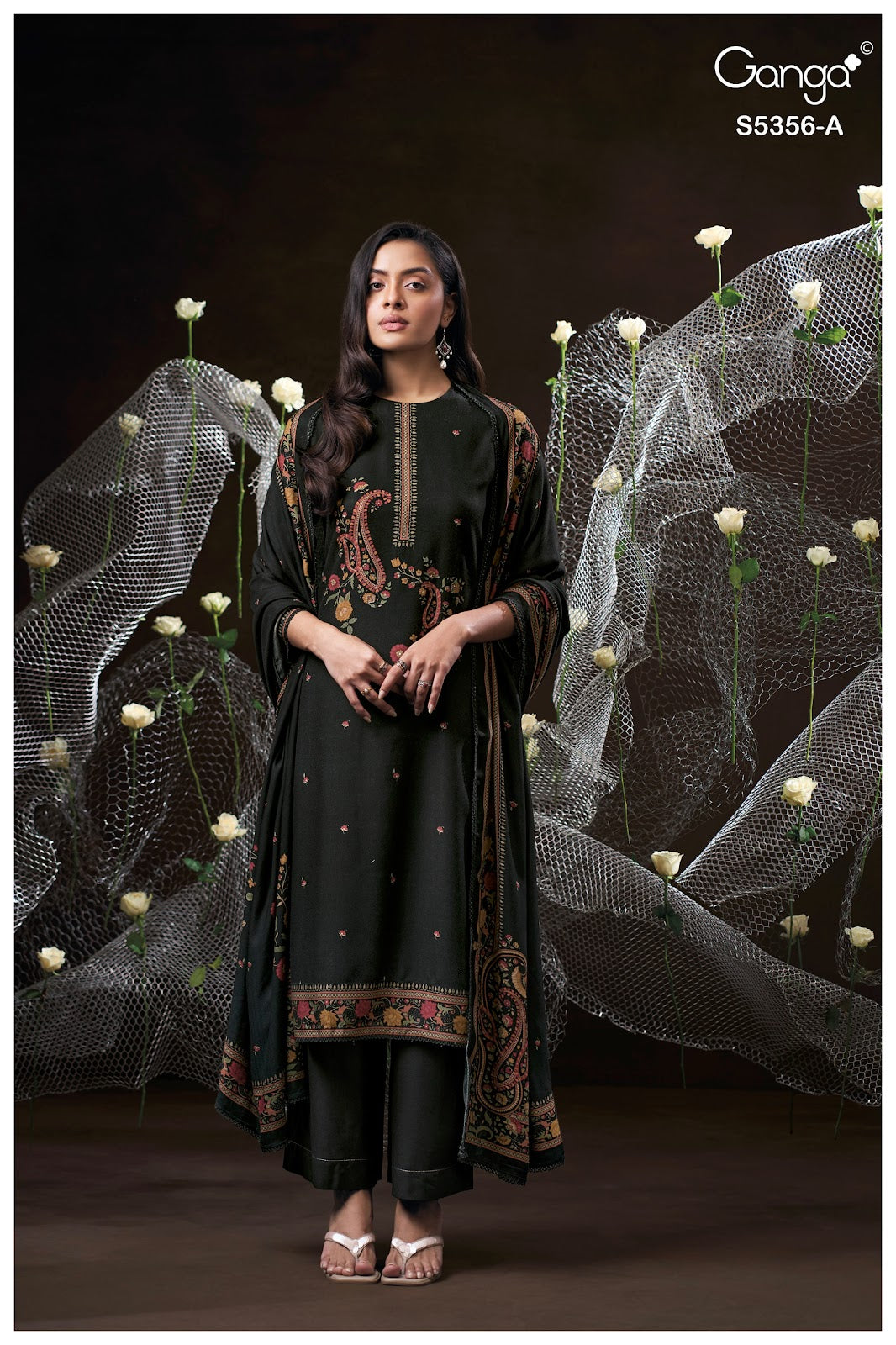 Junaia S5356 Ganga Wool Pashmina Suits Wholesaler Gujarat