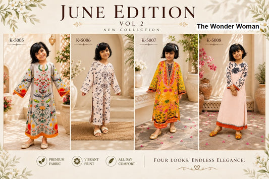 June Edition Vol 2 The Wonder Woman Mal Satin Girls Kurti Manufacturer Gujarat