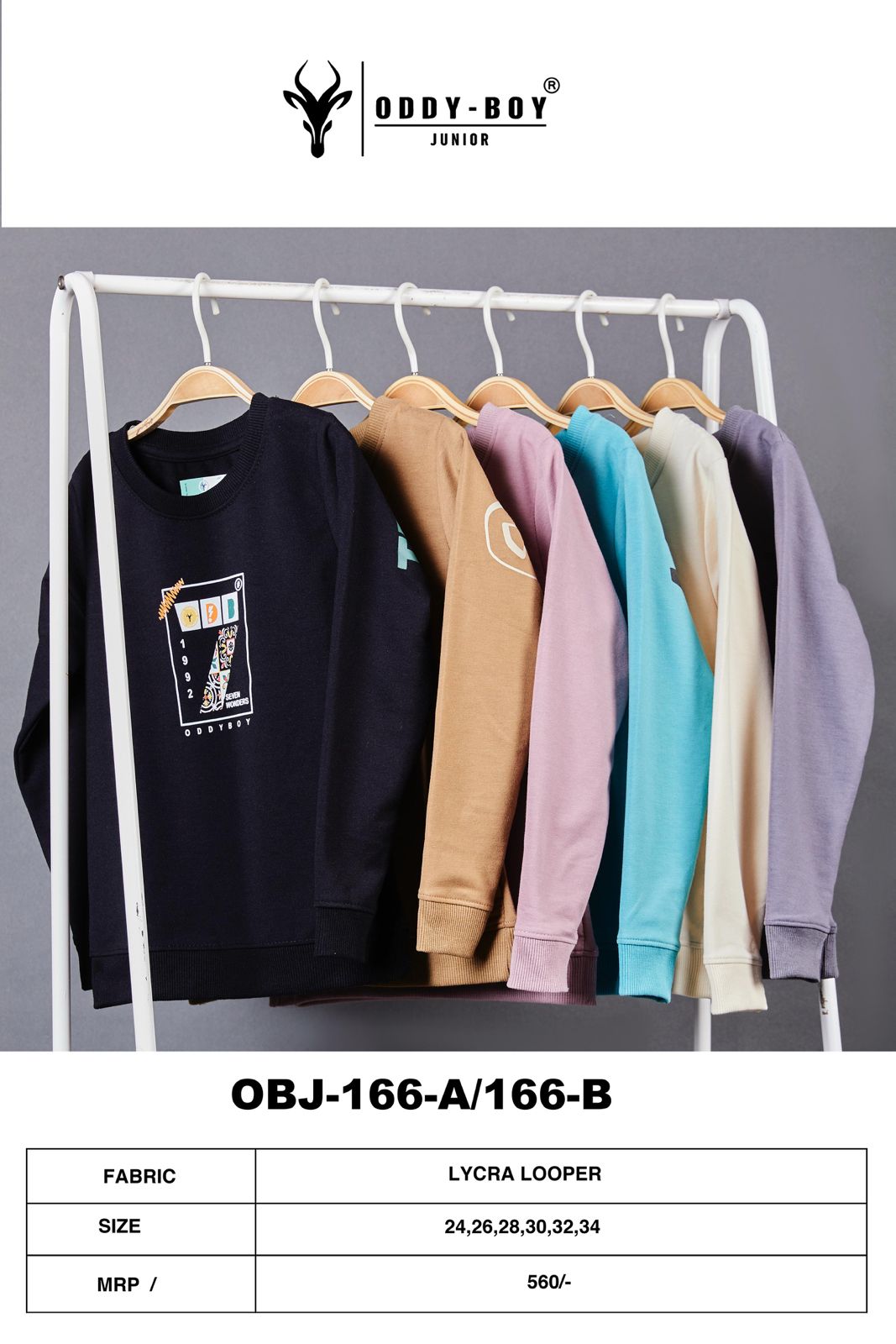 Junior Obj 166-A 166-B Oddy Boy Lycra Looper Boys Tshirt Wholesale Price