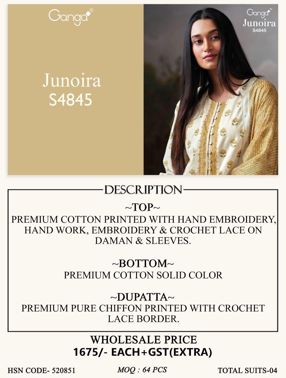 Junoira S4845 Ganga Cotton Plazzo Style Suits Exporter Gujarat