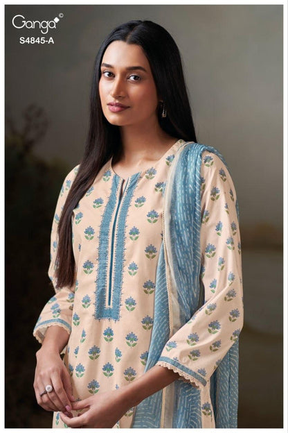 Junoira S4845 Ganga Cotton Plazzo Style Suits Exporter Gujarat