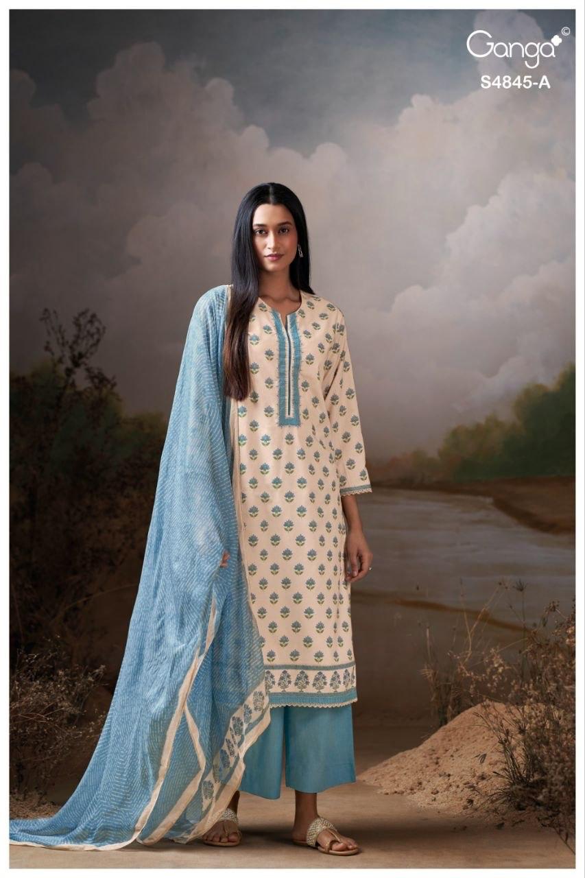 Junoira S4845 Ganga Cotton Plazzo Style Suits Exporter Gujarat