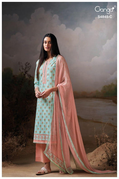 Junoira S4845 Ganga Cotton Plazzo Style Suits Exporter Gujarat