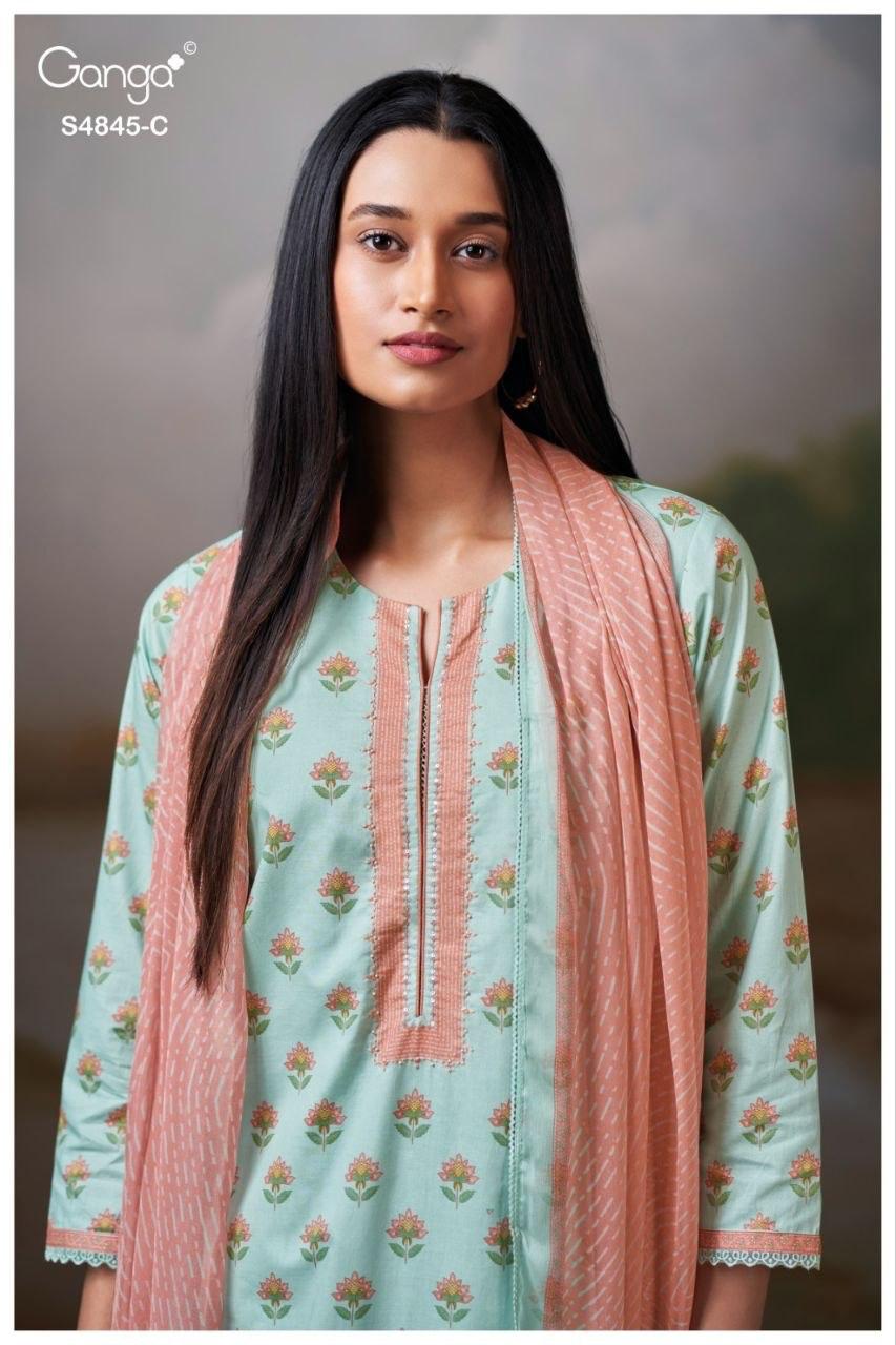Junoira S4845 Ganga Cotton Plazzo Style Suits Exporter Gujarat