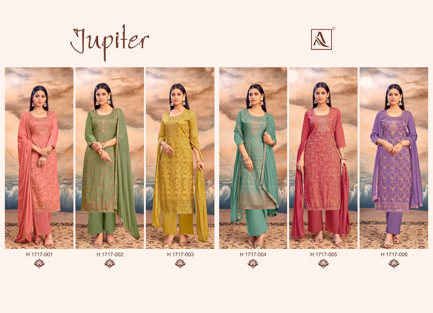 Jupiter Alok Muslin Jacquard Karachi Salwar Suits Manufacturer India