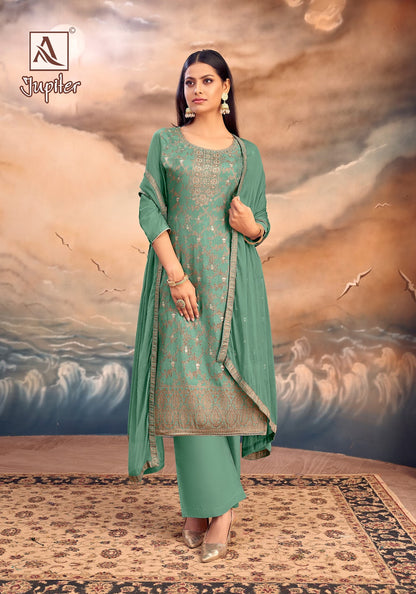 Jupiter Alok Muslin Jacquard Karachi Salwar Suits Manufacturer India