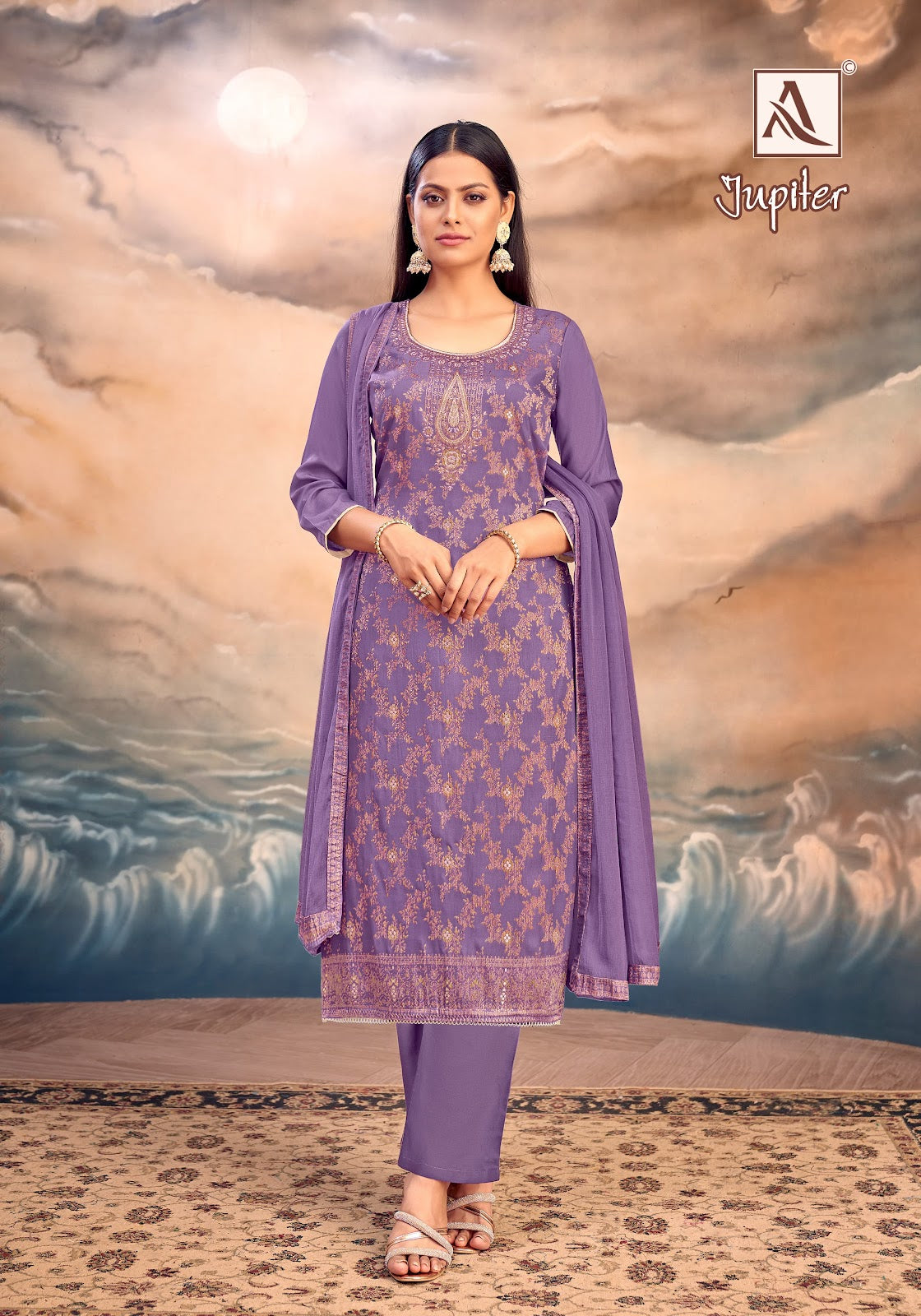 Jupiter Alok Muslin Jacquard Karachi Salwar Suits Manufacturer India