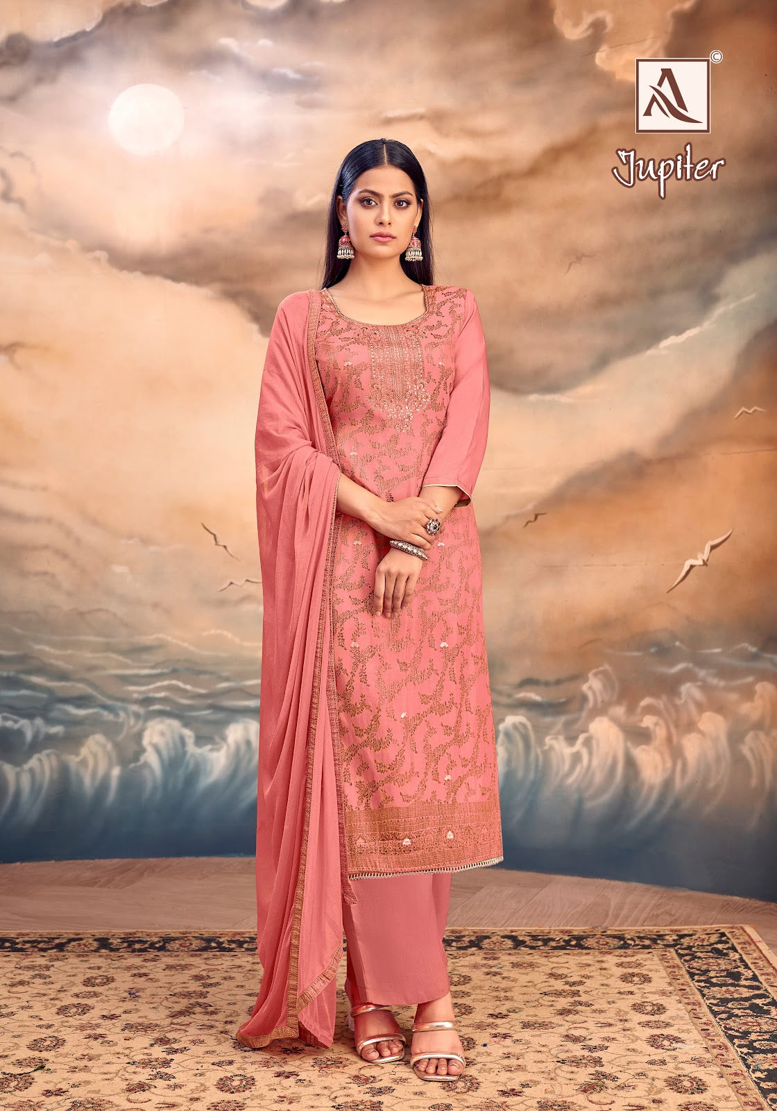 Jupiter Alok Muslin Jacquard Karachi Salwar Suits Manufacturer India