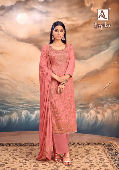Jupiter Alok Muslin Jacquard Karachi Salwar Suits Manufacturer India