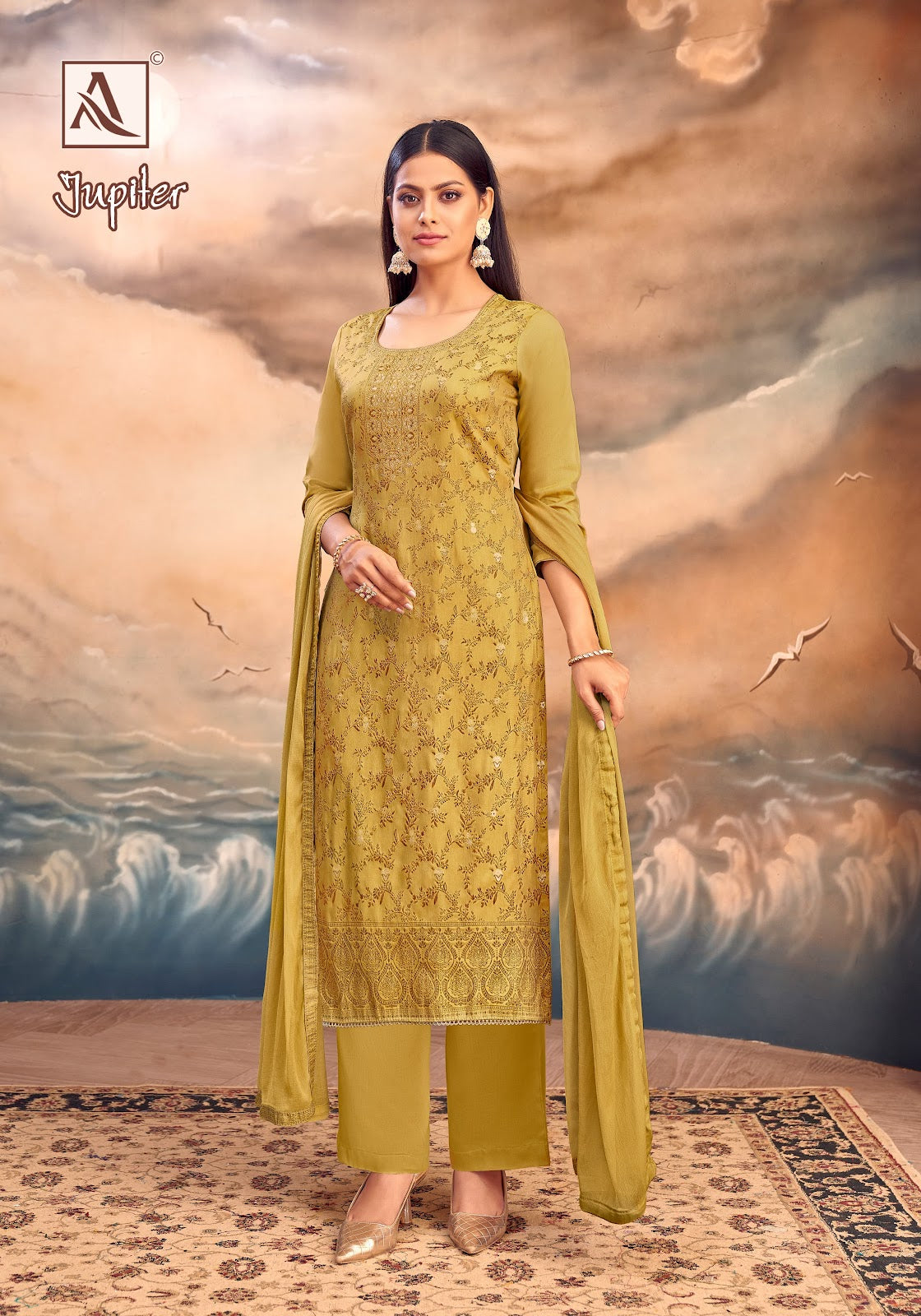 Jupiter Alok Muslin Jacquard Karachi Salwar Suits Manufacturer India