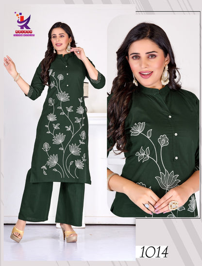 Just Me 5 Mlm Kalash Lifestyle Cotton Kurti Plazzo Set Exporter Gujarat