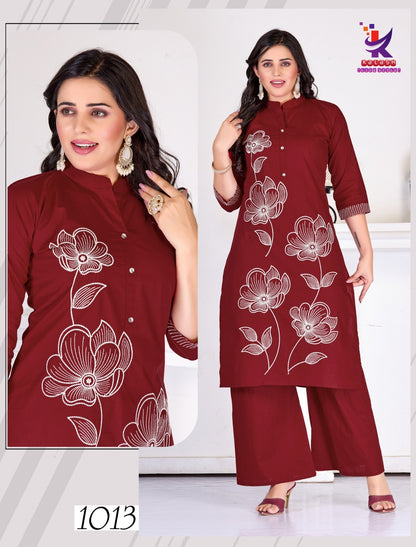 Just Me 5 Mlm Kalash Lifestyle Cotton Kurti Plazzo Set Exporter Gujarat