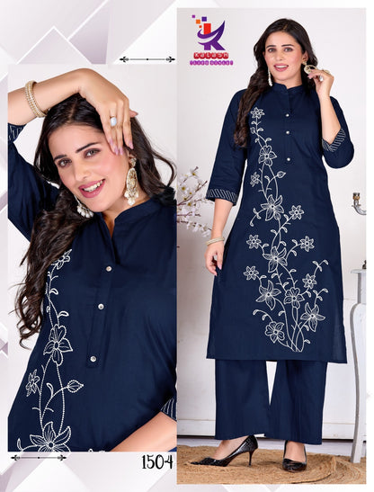 Just Me 7 Mlm Kalash Lifestyle Cotton Kurti Plazzo Set Supplier Ahmedabad