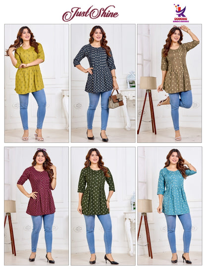 Just Shine Flair Mlm Kalash Lifestyle Rayon 14Kg Fancy Tops Exporter Ahmedabad