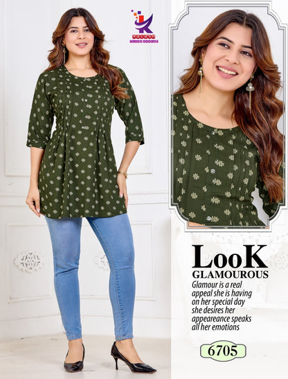 Just Shine Flair Mlm Kalash Lifestyle Rayon 14Kg Fancy Tops Exporter Ahmedabad