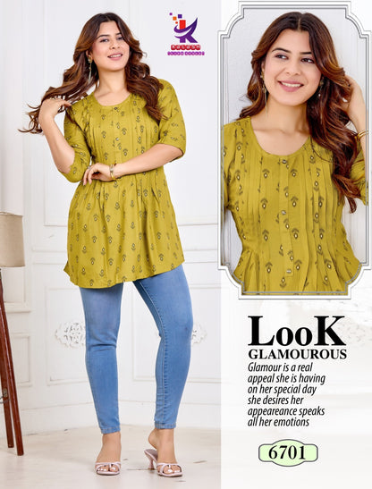 Just Shine Flair Mlm Kalash Lifestyle Rayon 14Kg Fancy Tops Exporter Ahmedabad