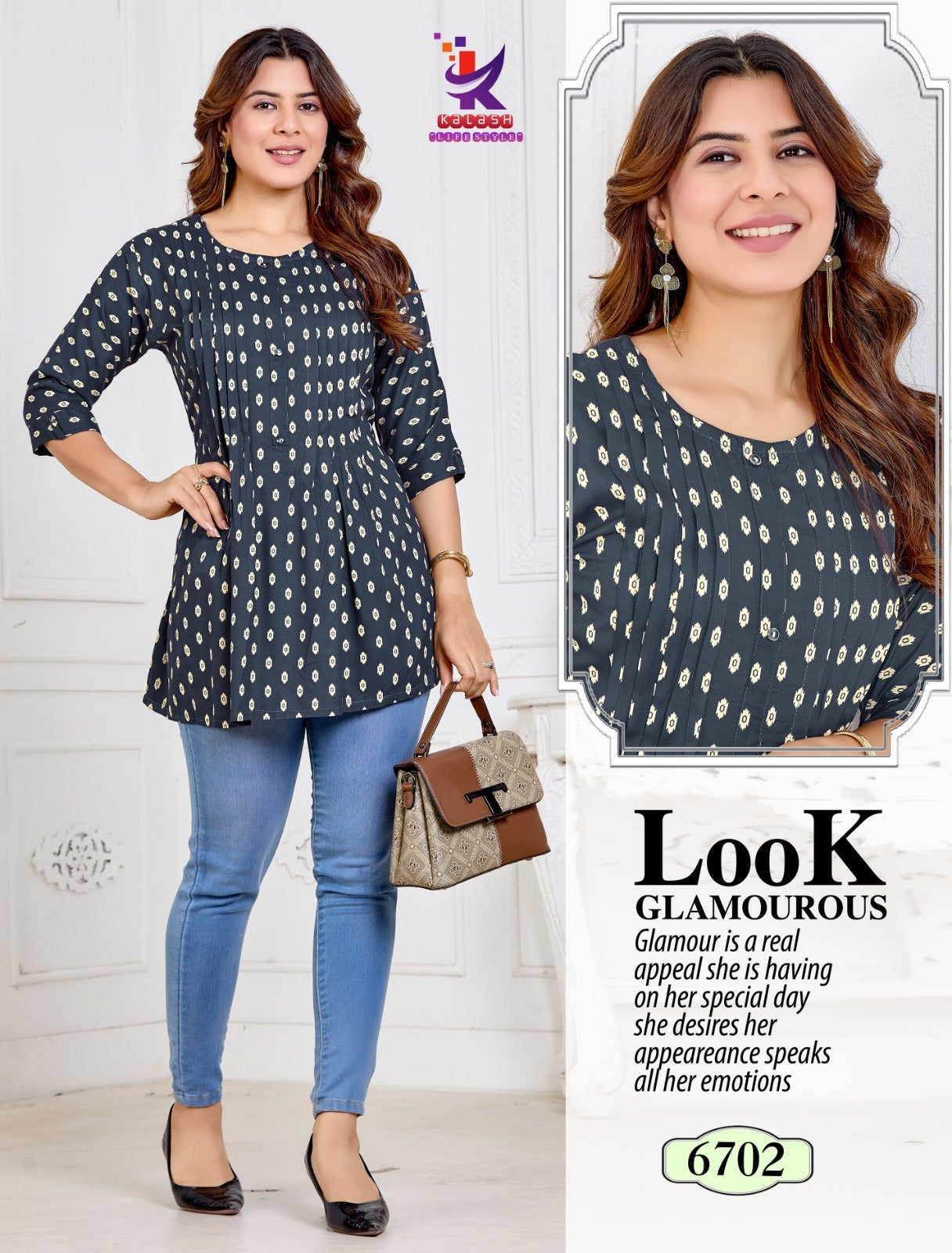 Just Shine Flair Mlm Kalash Lifestyle Rayon 14Kg Fancy Tops Exporter Ahmedabad