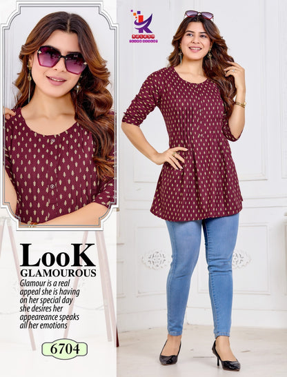 Just Shine Flair Mlm Kalash Lifestyle Rayon 14Kg Fancy Tops Exporter Ahmedabad