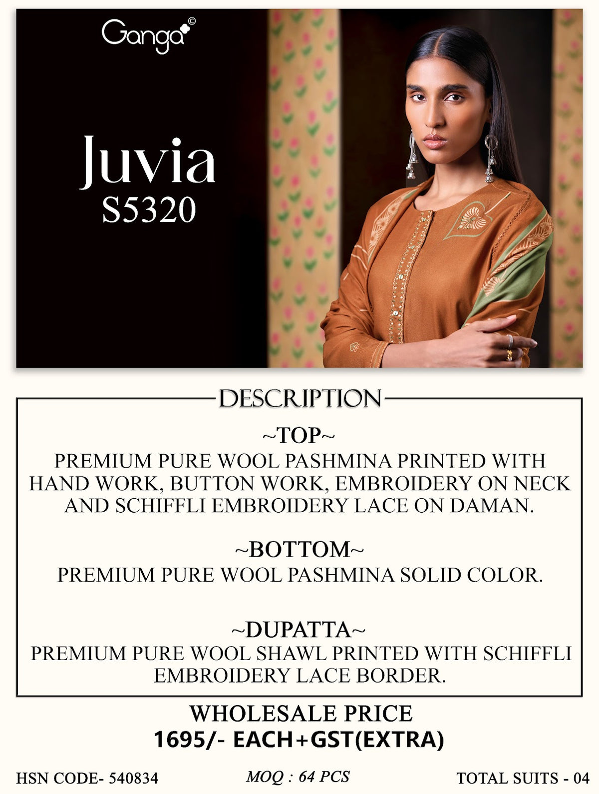 Juvia S5320 Ganga Wool Pashmina Suits Manufacturer