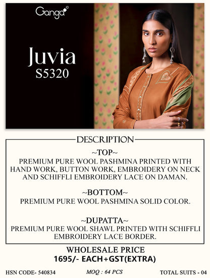 Juvia S5320 Ganga Wool Pashmina Suits Manufacturer