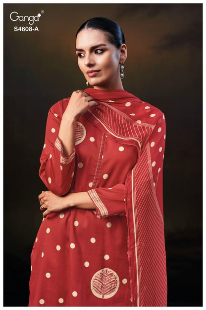 Jyla 4608 Ganga Cotton Satin Pant Style Suits Exporter India