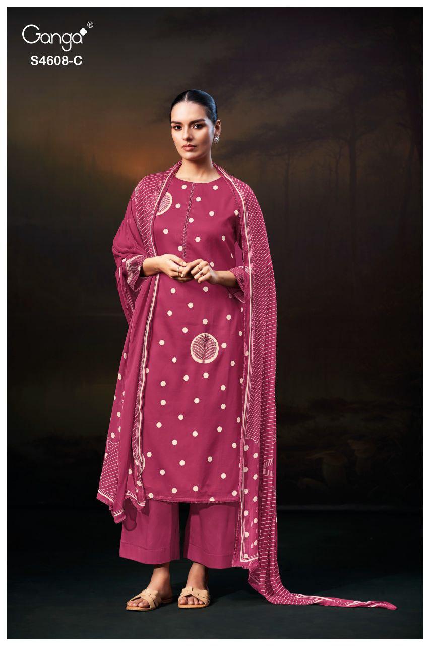 Jyla 4608 Ganga Cotton Satin Pant Style Suits Exporter India