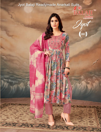 Jyot Balaji Capsule Rayon Readymade Anarkali Suits Supplier India