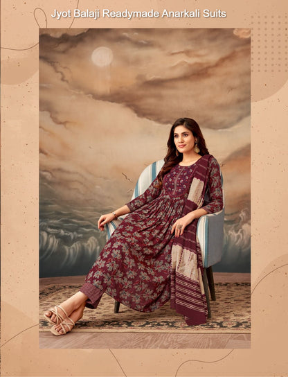 Jyot Balaji Capsule Rayon Readymade Anarkali Suits Supplier India