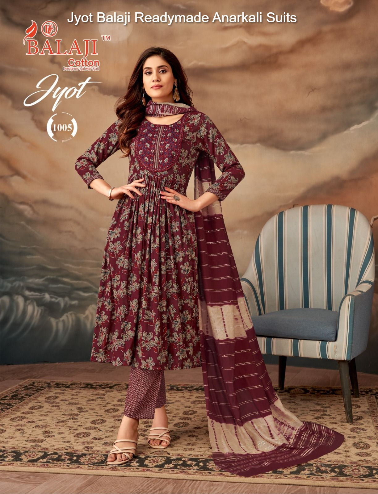 Jyot Balaji Capsule Rayon Readymade Anarkali Suits Supplier India