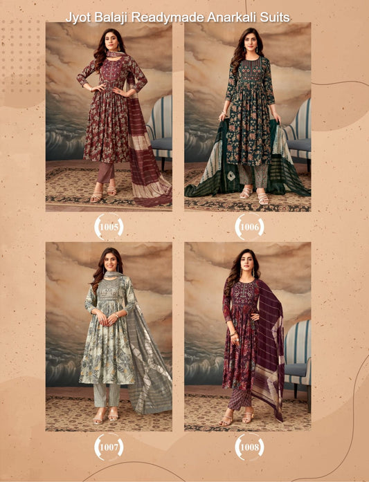 Jyot Balaji Capsule Rayon Readymade Anarkali Suits Supplier India