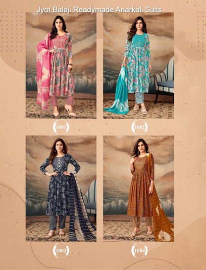 Jyot Balaji Capsule Rayon Readymade Anarkali Suits Supplier India