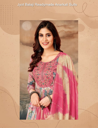Jyot Balaji Capsule Rayon Readymade Anarkali Suits Supplier India