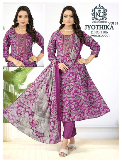 Jyothika Vol 31 Kcf Cotton Readymade Anarkali Suits Wholesaler Gujarat