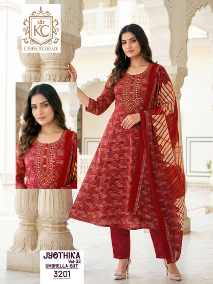 Jyothika Vol 32 Kcf Cotton Readymade Anarkali Suits Manufacturer India