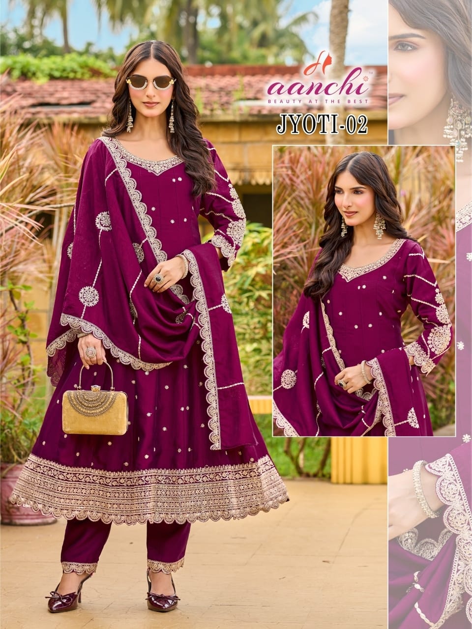 Jyoti Aanchi Vichitra Silk Readymade Anarkali Suits Supplier Gujarat