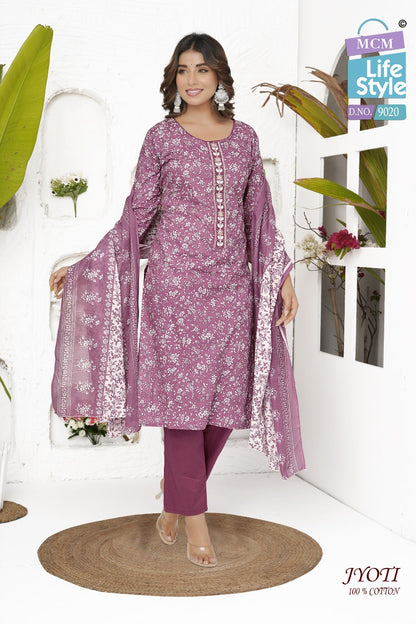 Jyoti Mcm Lifestyle Readymade Cotton Pant Suits Supplier