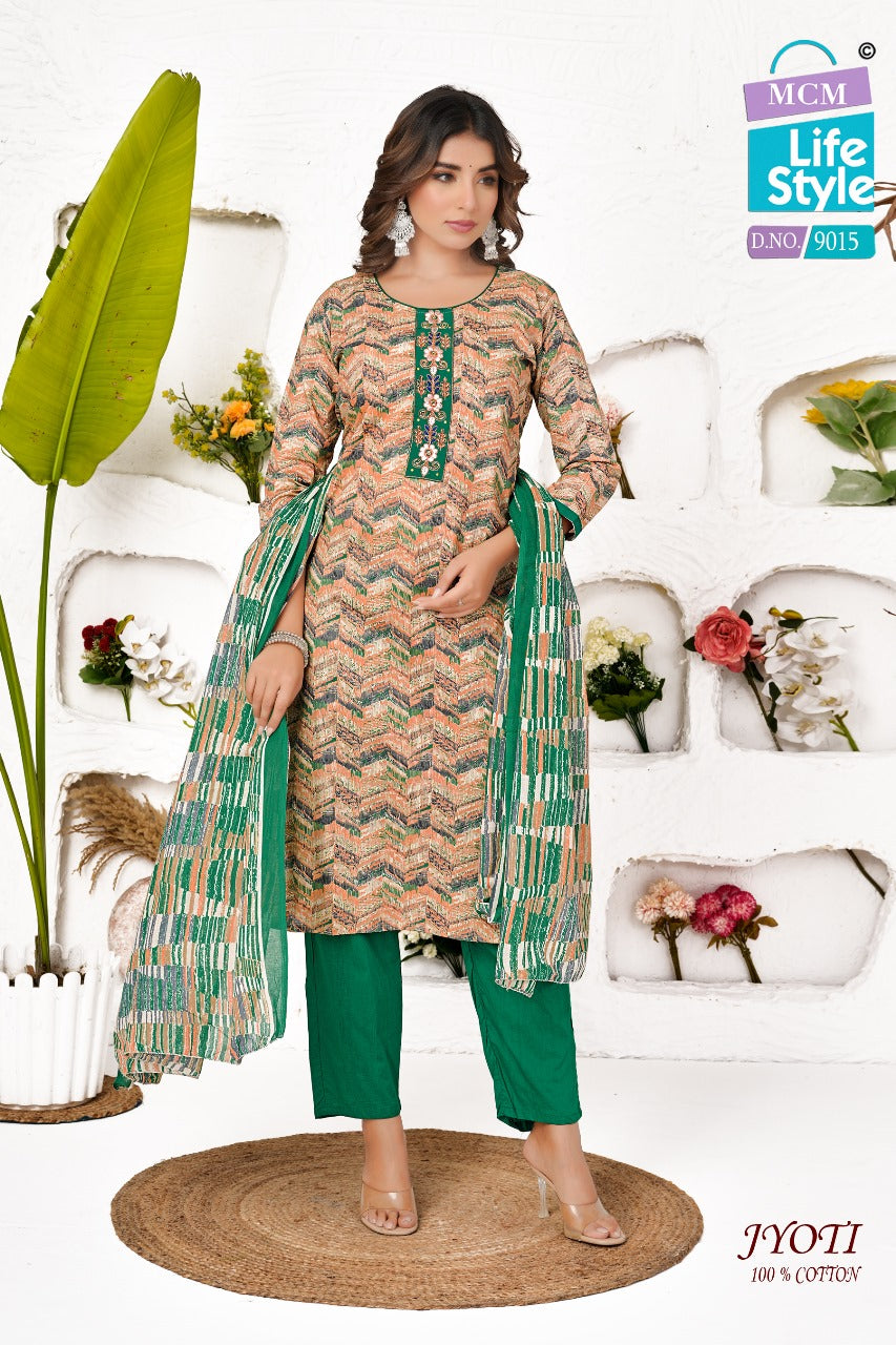 Jyoti Mcm Lifestyle Readymade Cotton Pant Suits Supplier