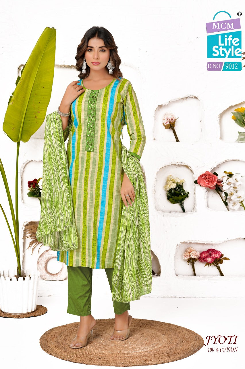 Jyoti Mcm Lifestyle Readymade Cotton Pant Suits Supplier