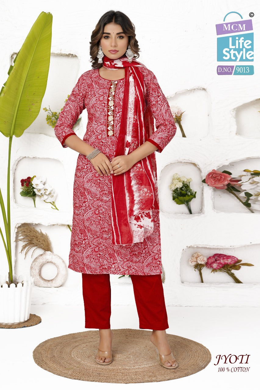 Jyoti Mcm Lifestyle Readymade Cotton Pant Suits Supplier