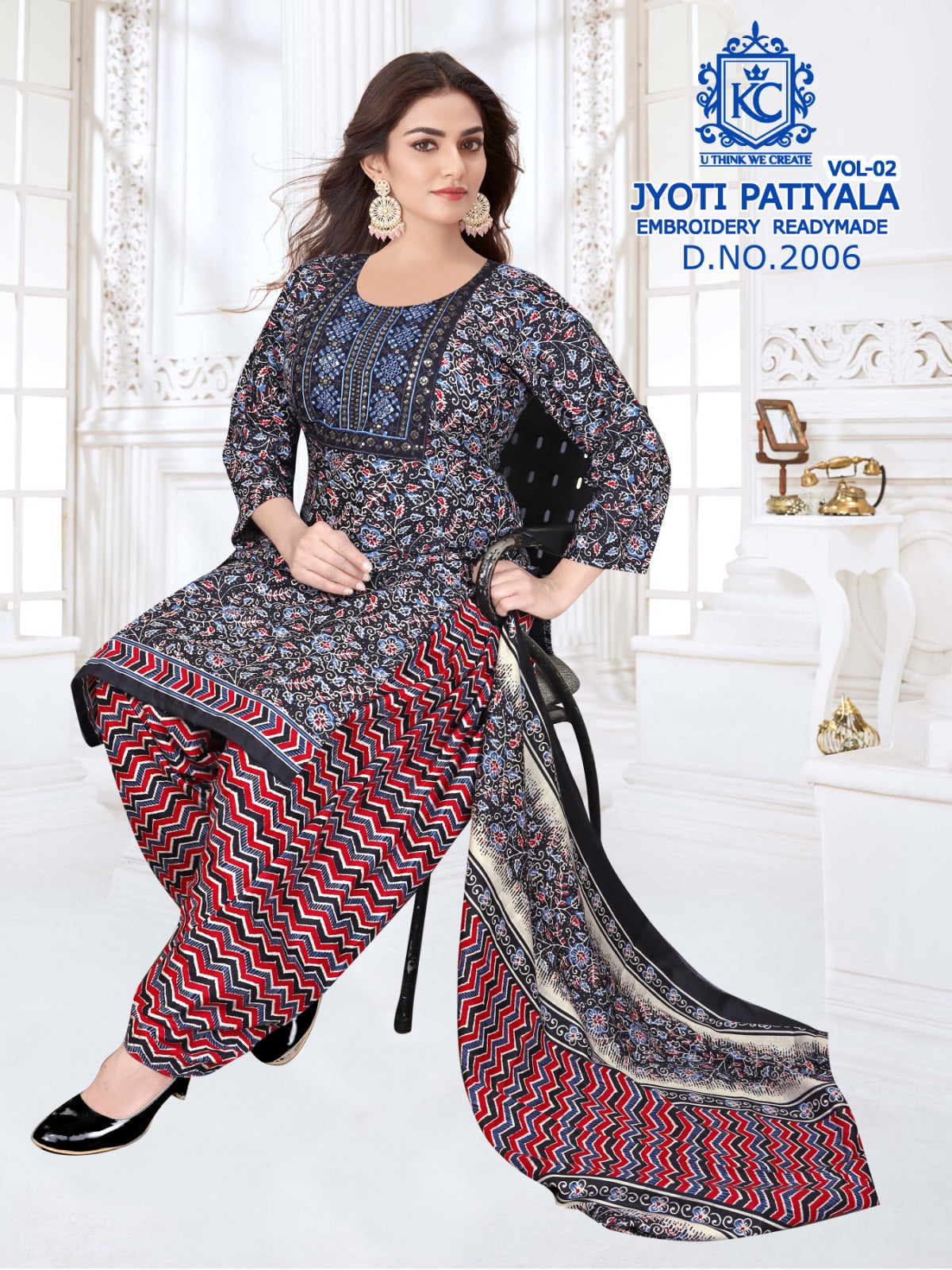 Jyoti Vol 2 Embroidery Kcf Readymade Cotton Patiyala Suits Wholesale Rate